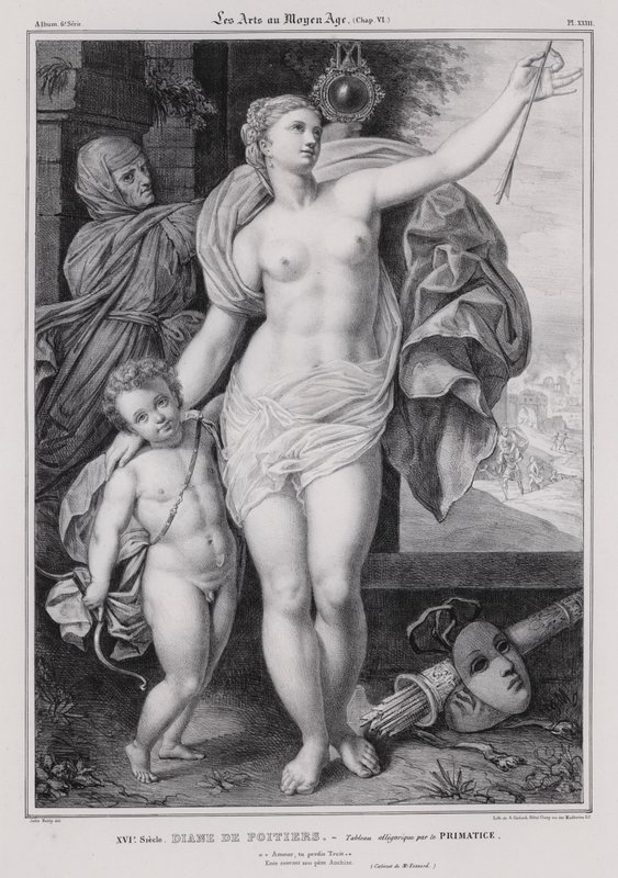 Allegorisches Gemälde von Diane de Poitiers, Mätresse von König Heinrich II. von Frankreich von Francesco Primaticcio