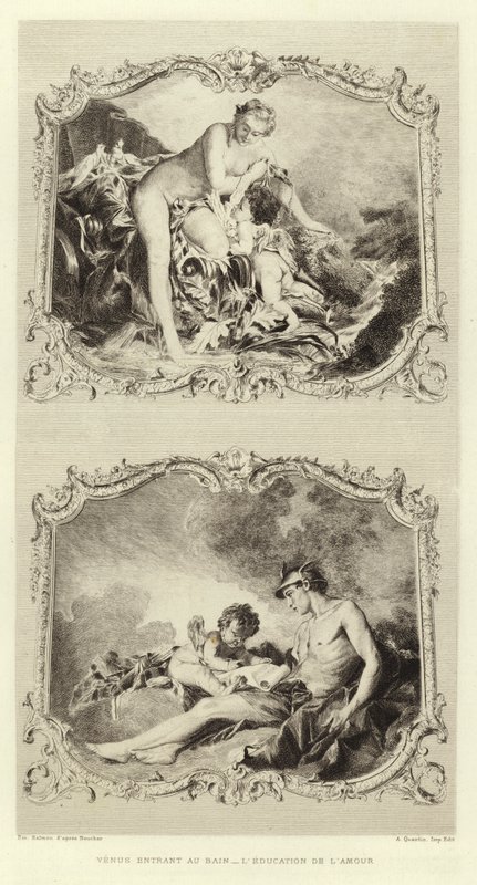 Venus betritt das Bad, Die Erziehung der Liebe (Gravur) von Francois (after) Boucher
