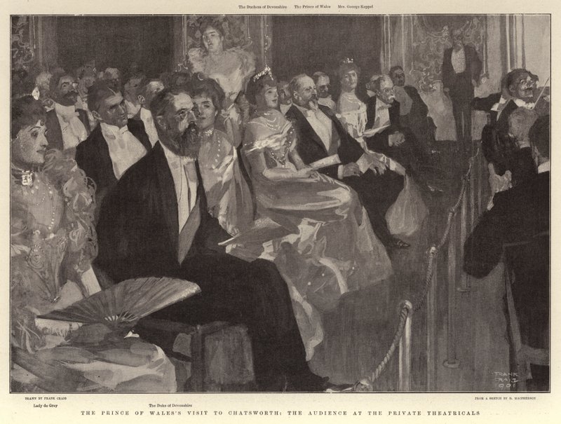 Der Besuch des Prinzen von Wales in Chatsworth, das Publikum bei den privaten Theatervorstellungen von Frank Craig