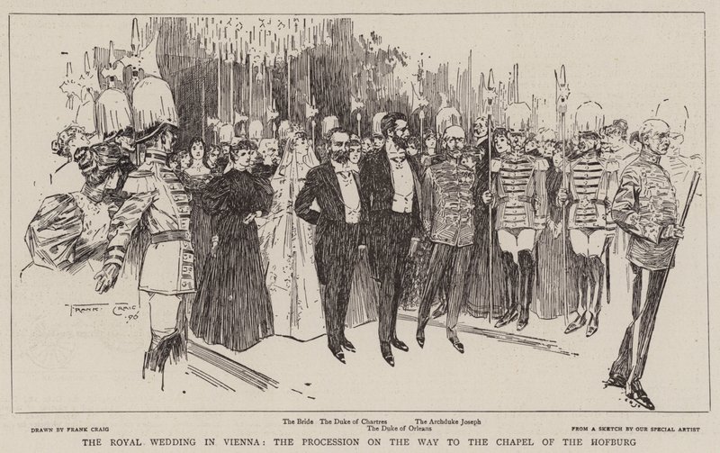 Die königliche Hochzeit in Wien, der Prozessionszug auf dem Weg zur Kapelle der Hofburg von Frank Craig