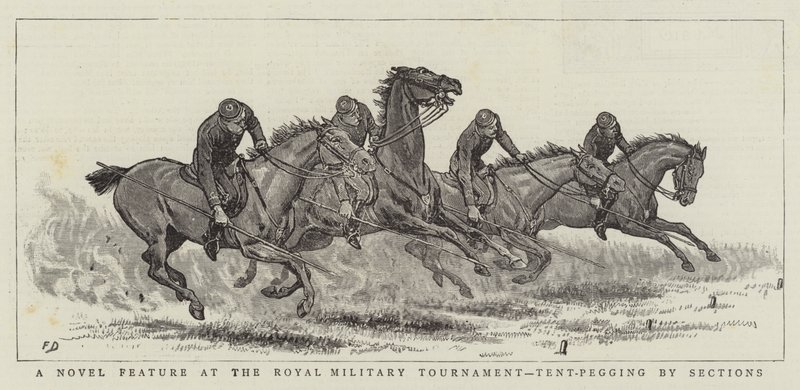 Eine neue Attraktion beim Royal Military Tournament, Zeltpflücken in Sektionen von Frank Dadd