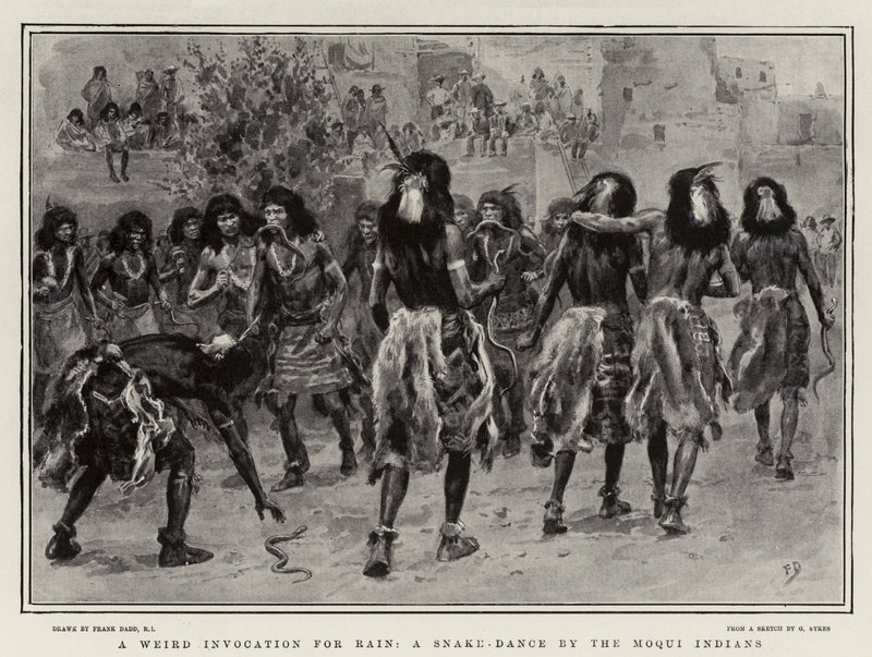 Eine seltsame Beschwörung für Regen, ein Schlangentanz der Moqui-Indianer von Frank Dadd