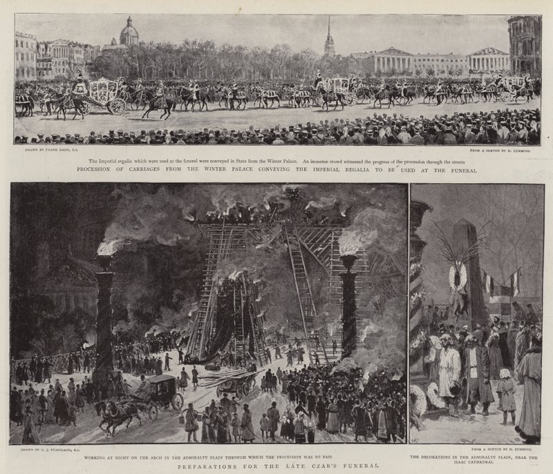 Die Beerdigung des Zaren in St. Petersburg von Frank Dadd