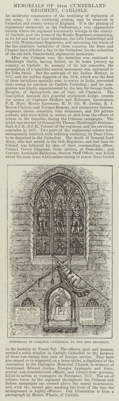 Denkmäler in der Kathedrale von Carlisle für das 34. Regiment von Frank Watkins