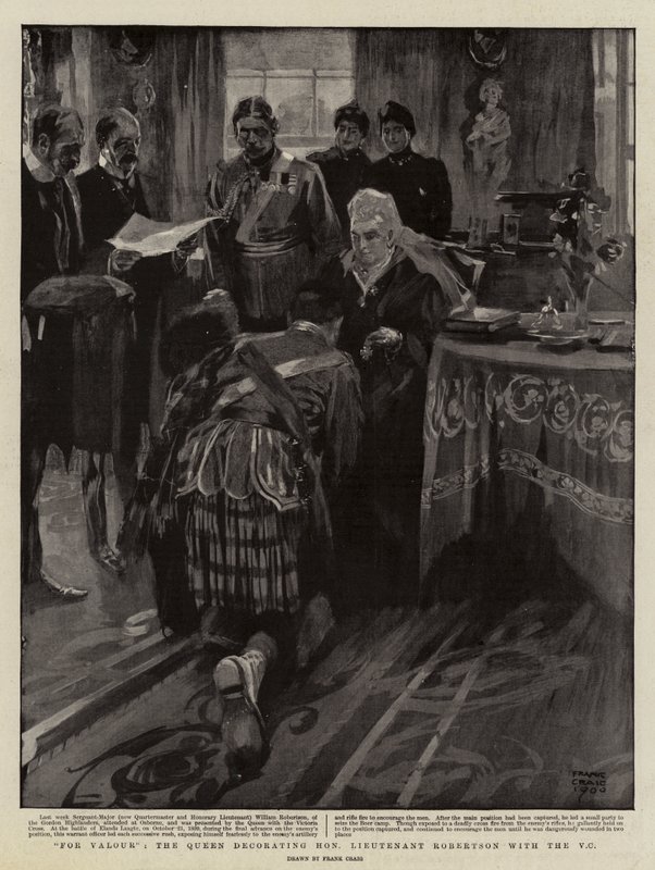 Für Tapferkeit, die Königin dekoriert den ehrenwerten Leutnant Robertson mit dem V.C. von Frank Craig
