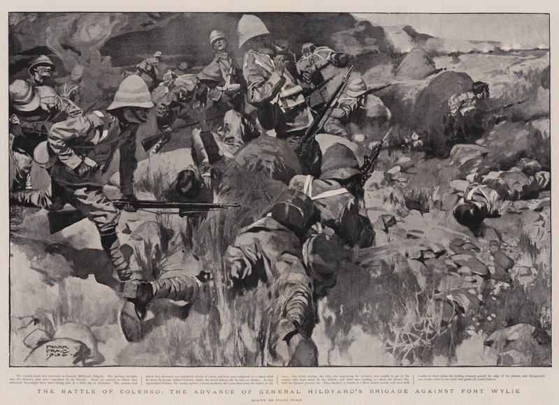 Die Schlacht von Colenso, der Vormarsch der Brigade von General Hildyard gegen Fort Wylie von Frank Craig