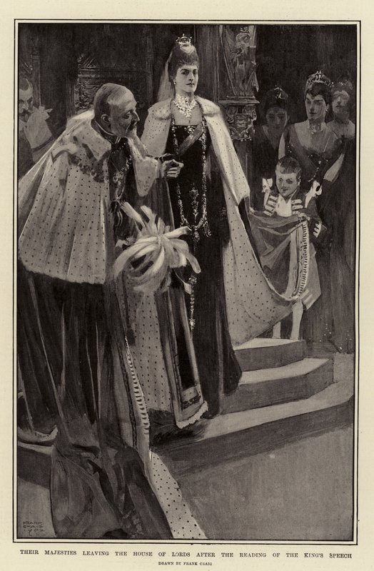Ihre Majestäten verlassen das House of Lords nach der Verlesung der Königlichen Rede von Frank Craig