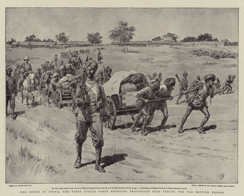 Die Krise in China, das erste Coolie-Korps bringt Proviant nach Peking für die britischen Truppen von Frank Dadd