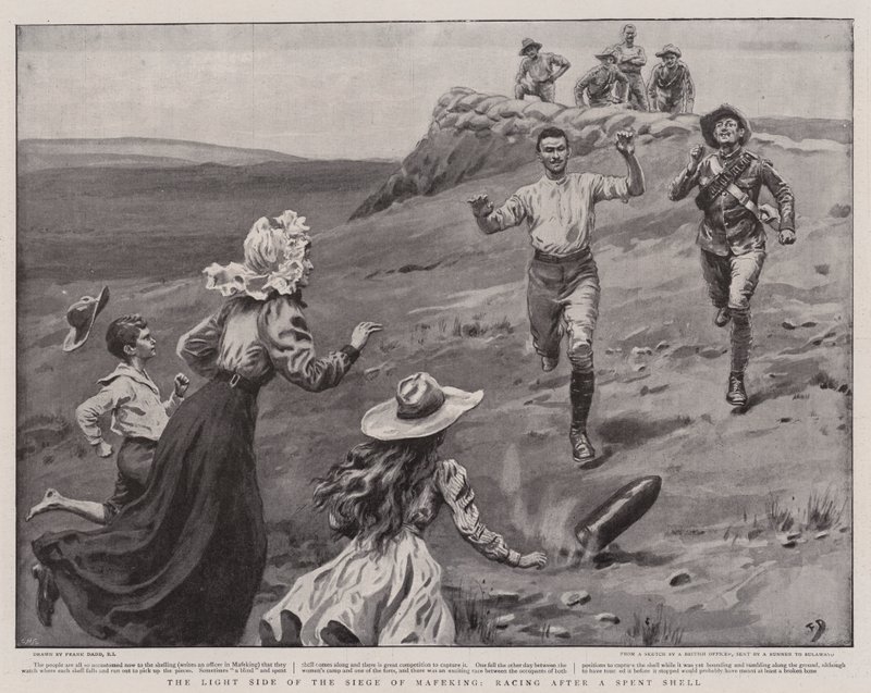 Die helle Seite der Belagerung von Mafeking, Rennen nach einer verbrauchten Granate von Frank Dadd