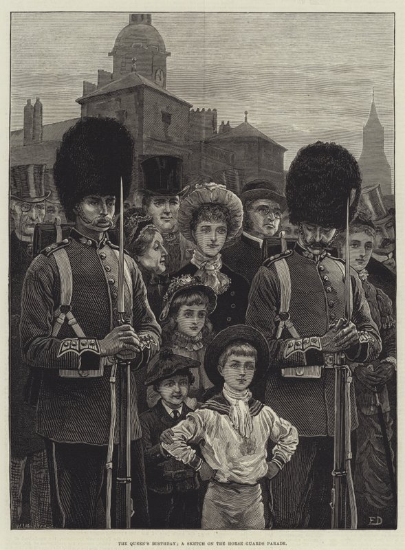 Der Geburtstag der Königin, eine Skizze auf der Horse Guards Parade von Frank Dadd
