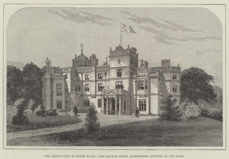 Der Besuch der Königin in Nordwales, Pale Mansion House, Llandderfel, bewohnt von der Königin von Frank Watkins