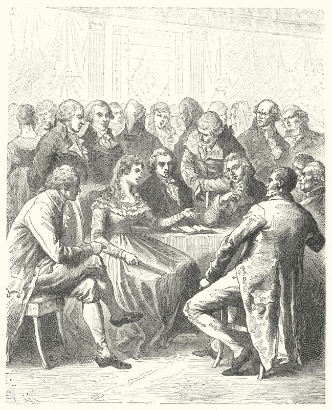 Madame Roland und die Girondisten, Französische Revolution (Stich) von Frederic Theodore (after) Lix