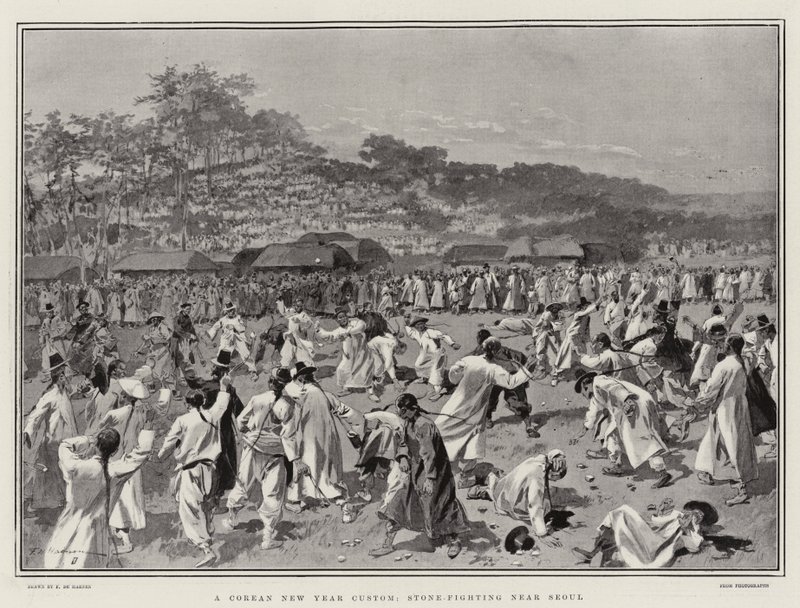 Ein koreanischer Neujahrsbrauch, Steinwurf in der Nähe von Seoul von Frederic de Haenen