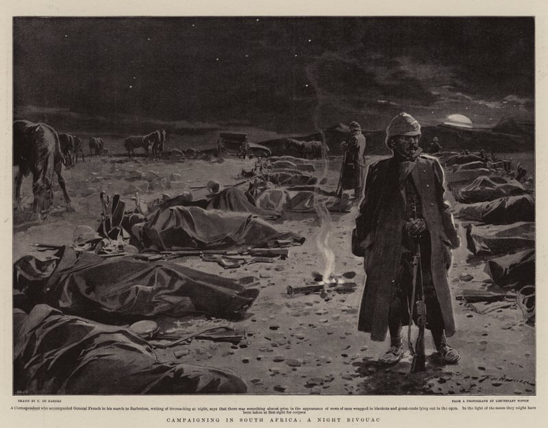 Kampagne in Südafrika, ein Nachtlager von Frederic de Haenen