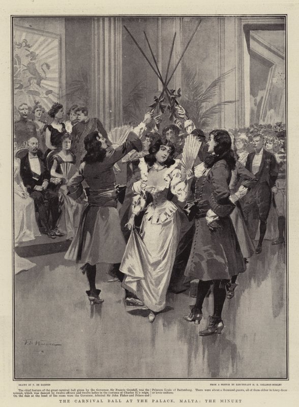 Der Karnevalsball im Palast, Malta, das Menuett von Frederic de Haenen