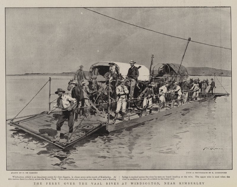 Die Fähre über den Vaal-Fluss bei Windsorton, in der Nähe von Kimberley von Frederic de Haenen