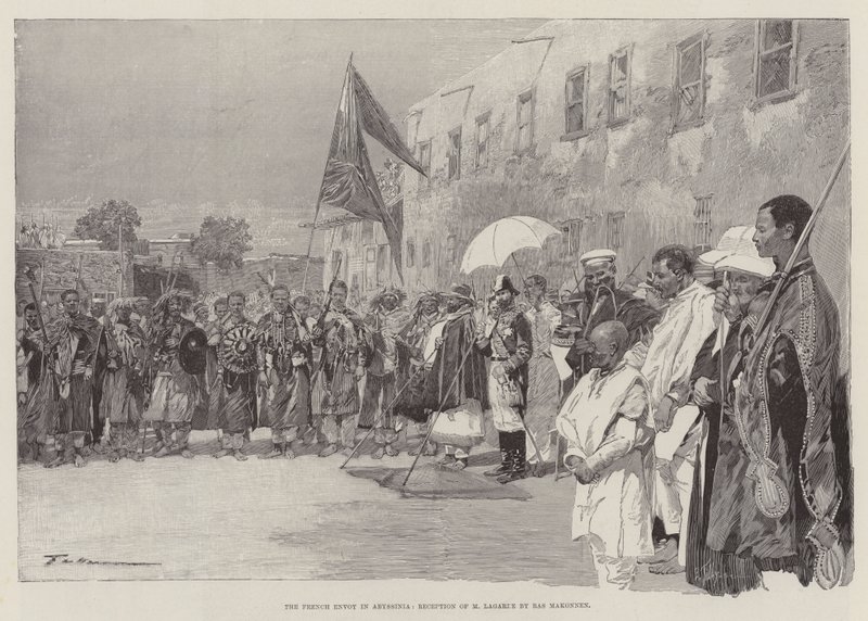 Der französische Gesandte in Abessinien, Empfang von M. Lagarde durch Ras Makonnen von Frederic de Haenen