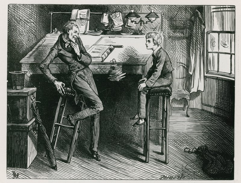 Uriah Heep und David Copperfield im Büro von Mr. Wickfield von Frederick (after) Barnard