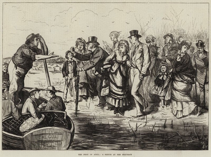 Der erste April, eine Skizze beim Bootsrennen von Frederick Barnard