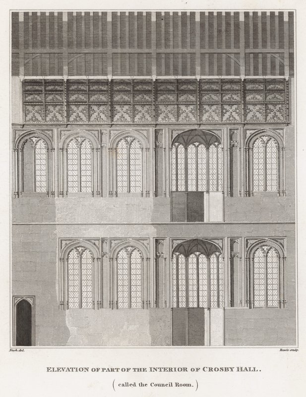 Erhebung eines Teils des Inneren von Crosby Hall von Frederick Nash
