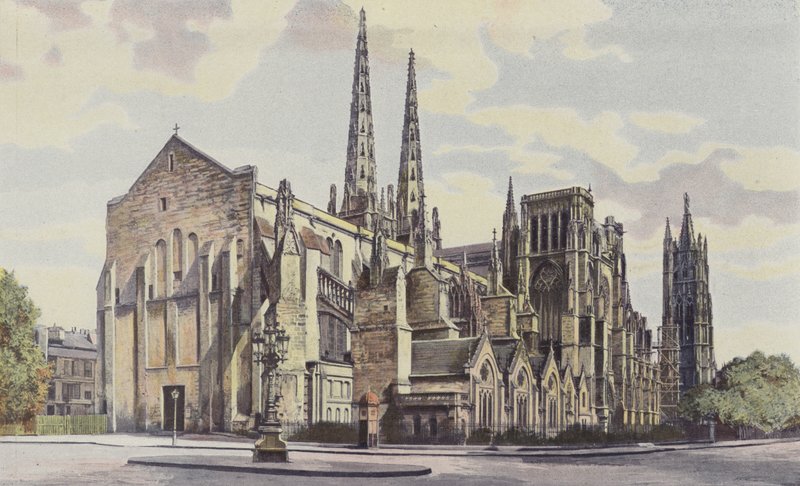Bordeaux, Kathedrale St-Andre, Gesamtansicht Südosten und Pey-Berland-Turm von French Photographer