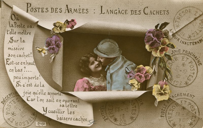 Karte erklärt die Verwendung von Postkarten für Männer in der Armee von French Photographer