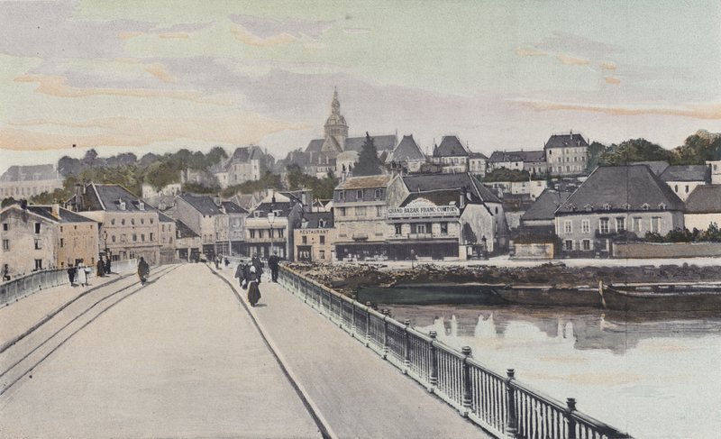 Gray, Gesamtansicht, von der rechten Uferseite der Saône von French Photographer