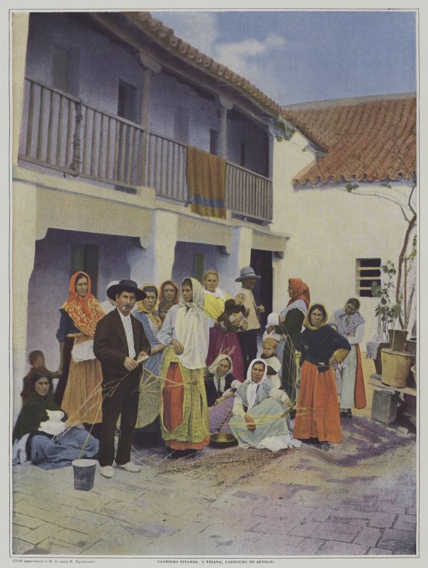 Zigeunerweber in Triana, einem Vorort von Sevilla (Farblithografie) von French Photographer