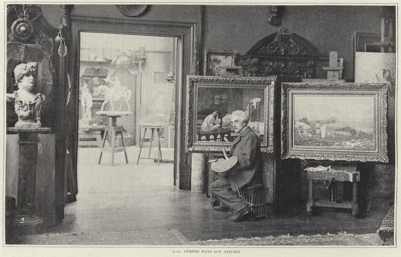 Jean-Leon Gerome in seinem Atelier von French Photographer