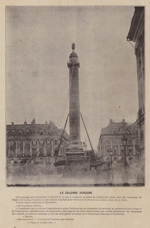 La Commune de Paris, Die Vendôme-Säule (s/w Foto) von French Photographer