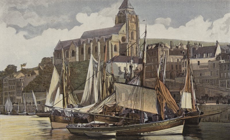 Le Treport, Die Kirche und der Hafen von French Photographer