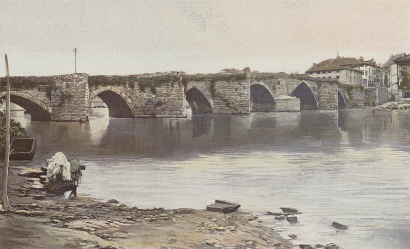 Limoges, Pont Saint-Martial, Ansicht flussaufwärts (linkes Ufer der Vienne) von French Photographer