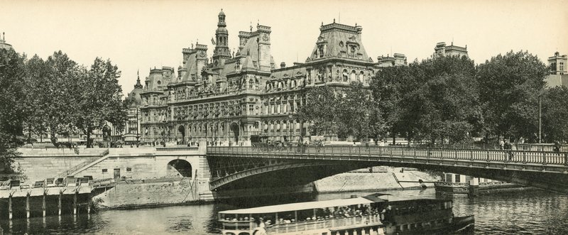 Paris, Das Rathaus und die Arcole-Brücke von French Photographer
