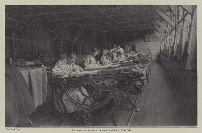 Werkstatt der Studenten in der Beauvais-Teppichmanufaktur, Frankreich von French Photographer