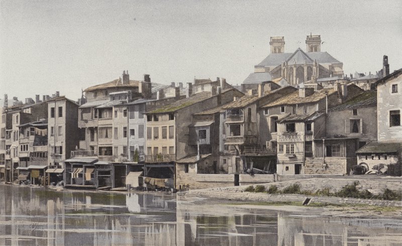 Verdun, Apsis der Kathedrale, Ansicht von der rechten Uferseite der Maas von French Photographer