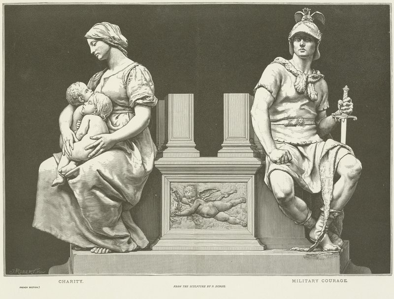 Allegorien der Nächstenliebe und des militärischen Mutes von French School