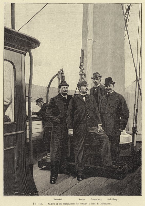 Andree und seine Reisegefährten an Bord der Svensksund von French School