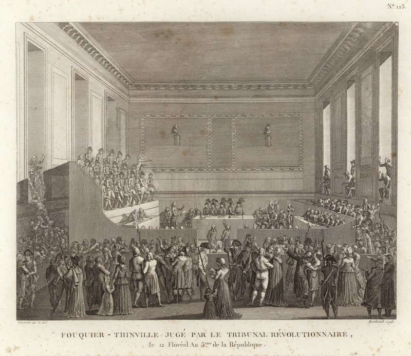 Antoine Quentin Fouquier-Tinville vor dem Revolutionsgericht von French School