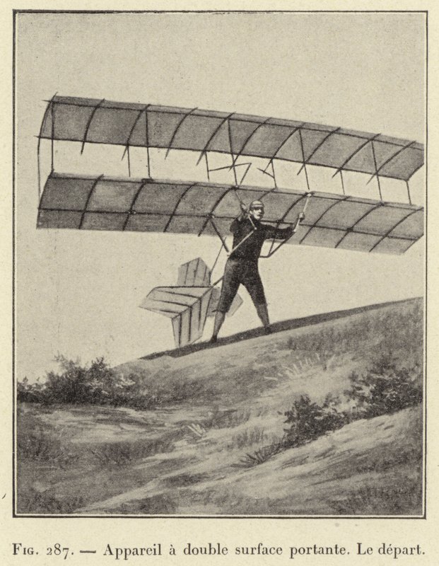 Doppelflächen-Tragflächenapparat, der Abflug von French School