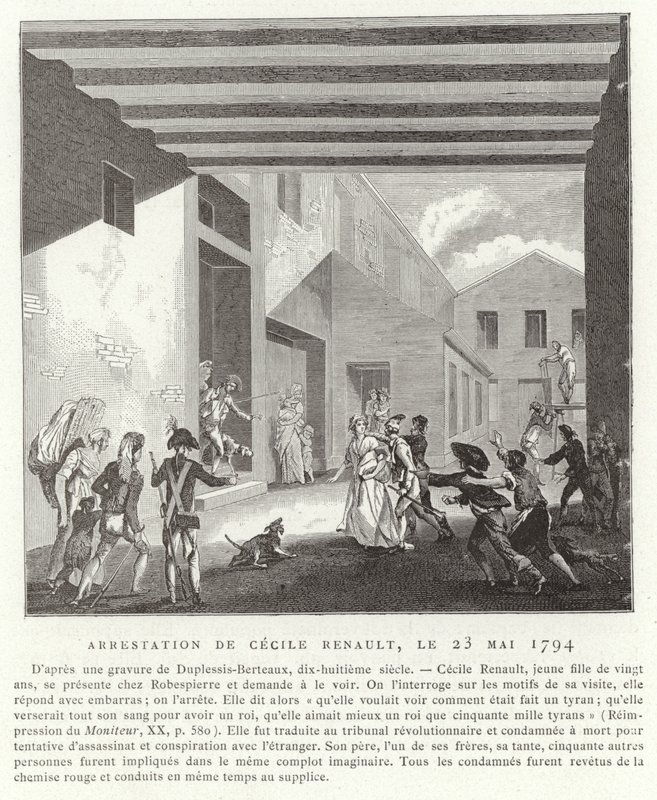 Verhaftung von Cécile Renault, Paris, 23. Mai 1794 von French School