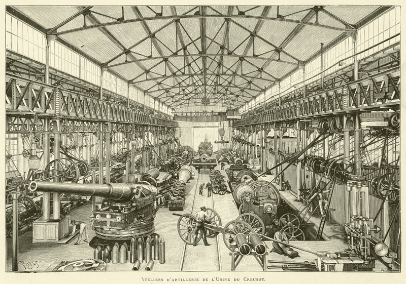 Artilleriewerkstätten der Fabrik von Creusot von French School