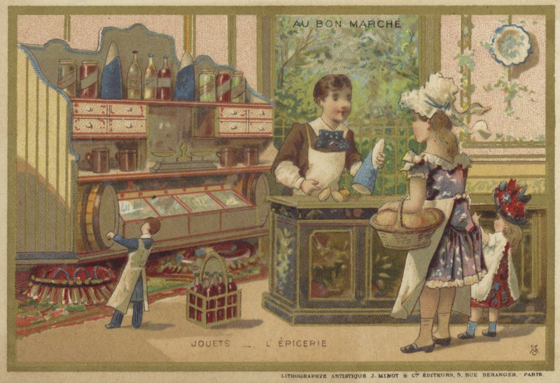Au Bon Marché-Karten mit Kinderspielen von French School