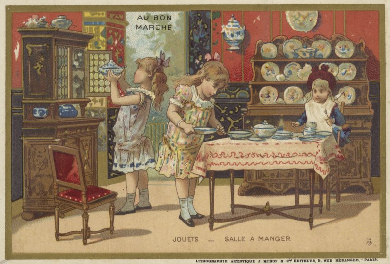 Au Bon Marché-Karten mit Kinderspielen von French School