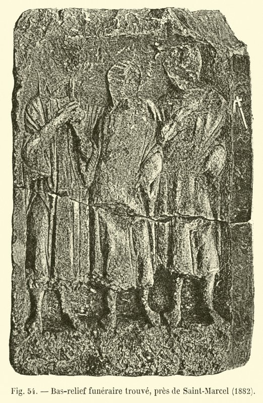 Grabrelief gefunden in der Nähe von Saint-Marcel, 1882 von French School