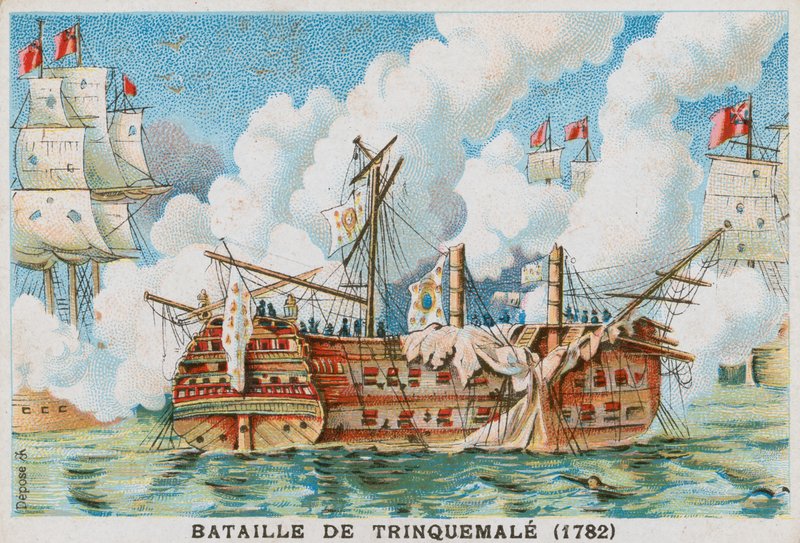 Schlacht von Trincomalee, 1782 von French School