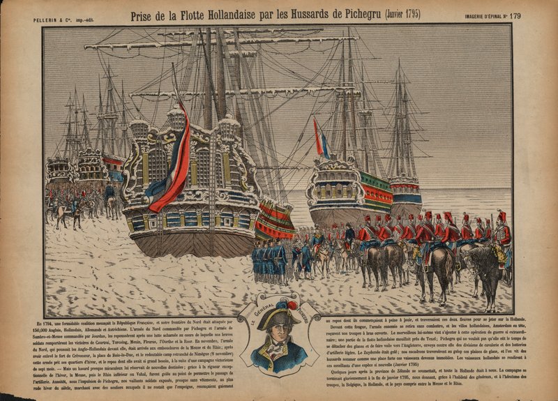 Eroberung der niederländischen Flotte auf dem gefrorenen Ijsselmeer durch französische Husaren unter dem Kommando von General Pichegru, Januar 1795 von French School