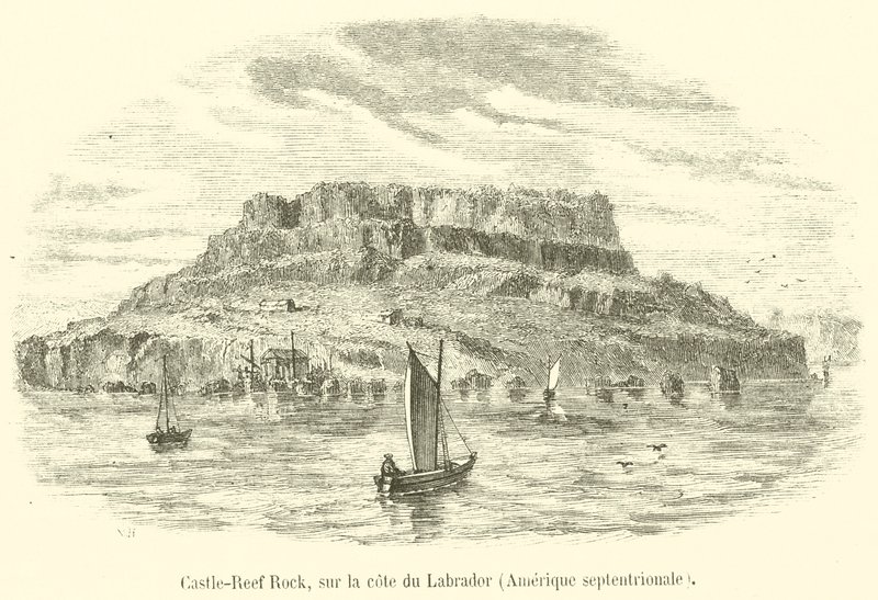Castle-Reef Rock, an der Küste von Labrador, Nordamerika (Gravur) von French School