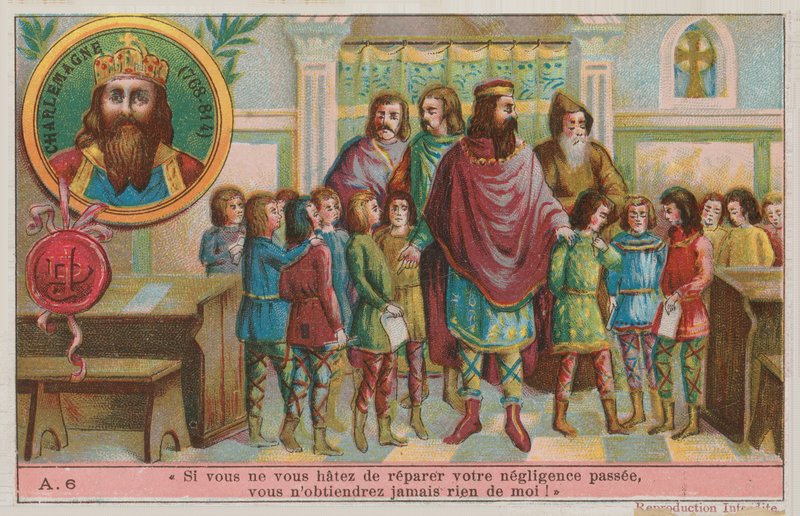 Karl der Große, Gründer des Karolingischen Reiches (768-814) von French School