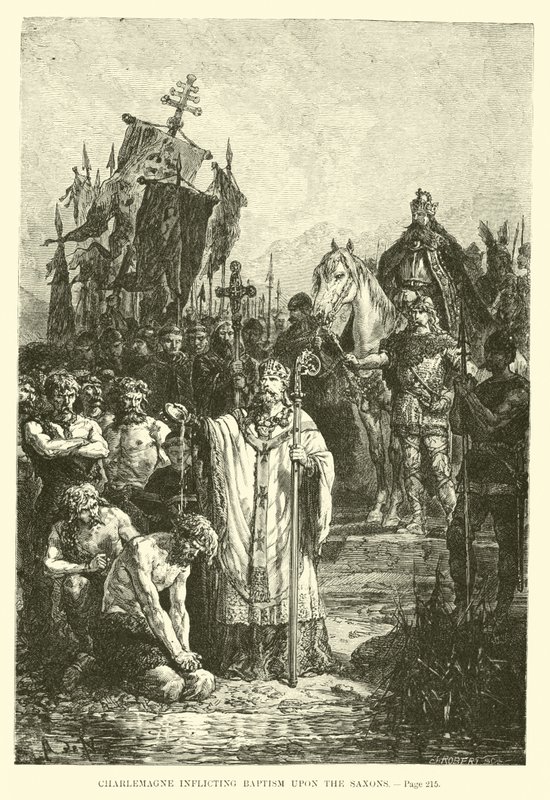 Karl der Große zwingt die Sachsen zur Taufe von French School