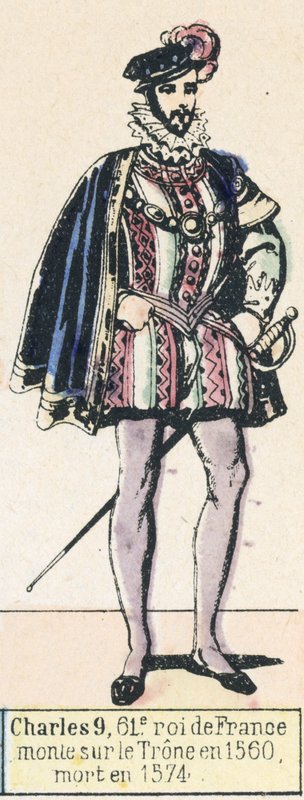Karl IX, 61. König von Frankreich, bestieg den Thron 1560, gestorben 1574 (kolorierte Gravur) von French School